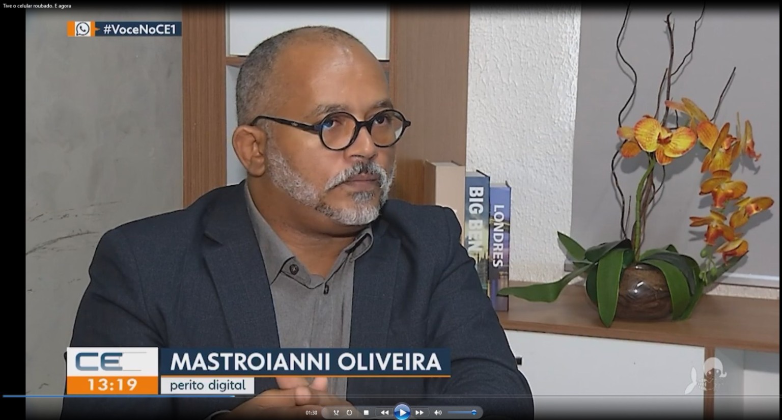 Mastroianni Oliveira, identificado como perito digital, durante entrevista ao CETV 1ª Edição